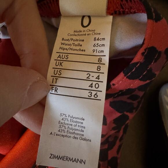 Zimmermann Sculpt Tie Halter Neck One Piece Swimsuit Red Leopard NWT Size 2-4 XS - Picture 9 of 11